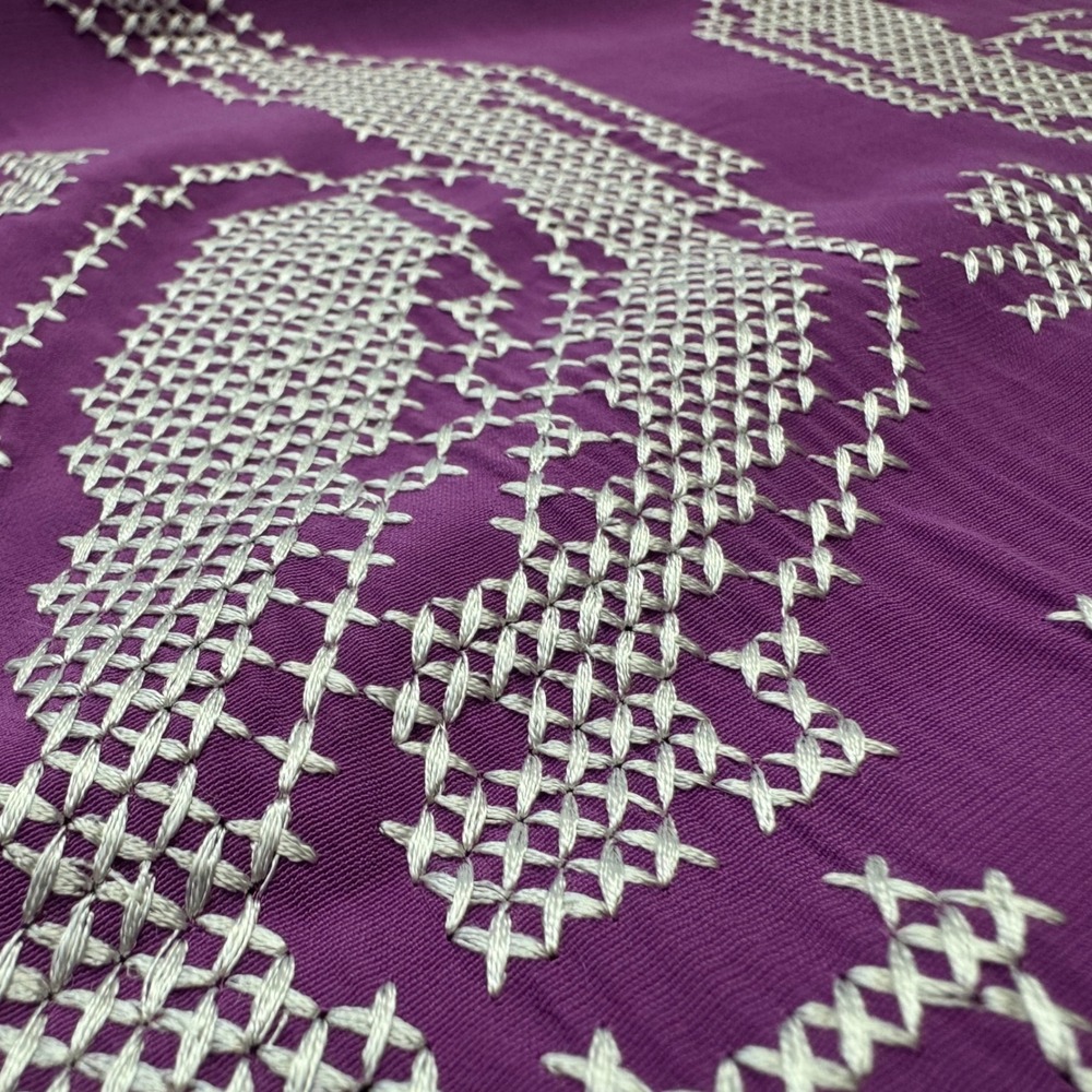 NEW Figue Dress Kaftan XS Purple Peacock Embroidered Maxi Spring Wedding Guest - Picture 13 of 14